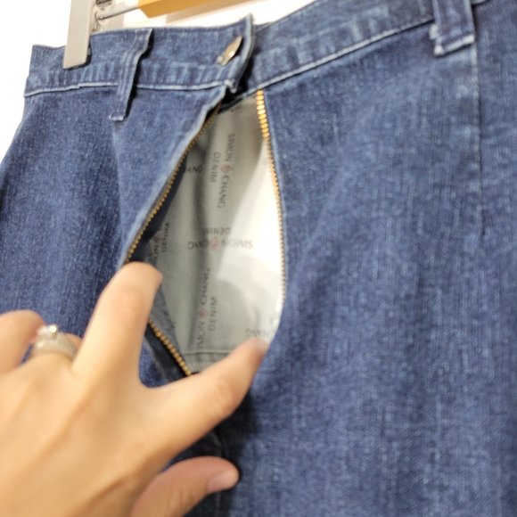 Vintage 🇨🇦 Made in Canada Simon Chang Jeans Blue Jean Denim Maxi Quilted Skirt - Picture 7 of 16